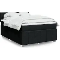 vidaXL Lit boxspring avec matelas noir 140x200 cm Tissu