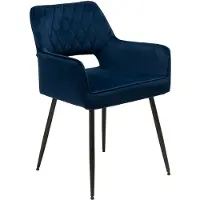 Sonstiges Bronx71 Chaise de salle à manger en velours Mika avec accoudoirs bleu