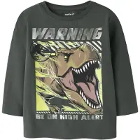Name it T-Shirt 'NMMJim Jurassic' marron / graphite / vert gazon / argent