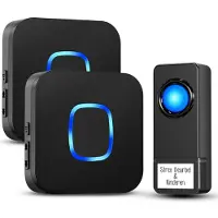 Strex Sonnette de porte sans fil avec 2 récepteurs - Plug & Play - 300 mètres - 4 volumes / 58 mélodies - IP55 Waterproof