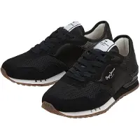 Pepe Jeans pour femme. PLS31382 London Sneakers avec paillettes noir (41), Tissu, Plat, Lacets, Casuel