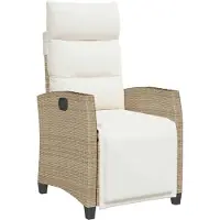 vidaXL Fauteuil de jardin avec table d'appoint Réglable Beige Poly Rattan