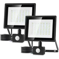 Aigostar , 2 projecteurs LED de 50W pour l'extérieur, avec détecteur de mouvement, lumière blanche froide 6500K, quantité : 2