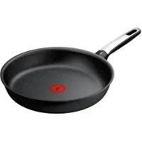 Tefal Expertise+ G3330602, ronde, poêle polyvalente, noire, en aluminium, point thermique, compatible induction, plaque vitrocéramique, halogène, gaz, électrique, vitrocéramique