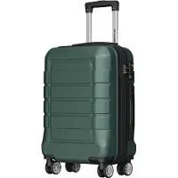TRVLMORE Valise à main - 45L - Serrure TSA - Léger - Extensible - Trolley - 54x36x22cm - Vert foncé