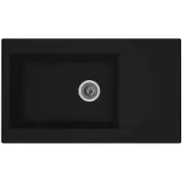 Stradour Evier cuisine a encastrer 1 grand bac + 1 égouttoir Einna - Résine --- 86 x 50 cm - Noir