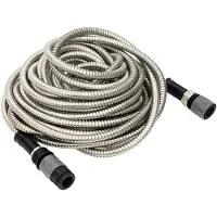 vidaXL Tuyau d'arrosage avec buse de pulvérisation Argenté 0,6" 7,5 m Acier inoxydable