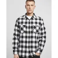 Build Your Brand Checked Flanell Long Sleeve Shirt Blanc,Noir M Homme