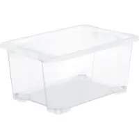Rotho CORE BASIC, coffret de 4 boîtes de rangement de 44 litres – 58,3 x 39,2 x 27,7 cm – boîtes en plastique transparentes avec couvercle, empilables, boîtes de stockage pour cave et garage