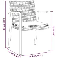 vidaXL Chaises de jardin avec coussins 4 pcs. noir 56,5x57x83cm Poly rotin
