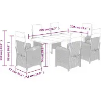 vidaXL Ensemble de jardin 7 pièces avec coussins gris clair Poly rotin