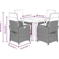 vidaXL Ensemble de jardin 5 pièces avec coussins Noir Poly Rattan