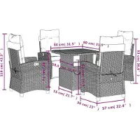 vidaXL Ensemble de jardin 5 pièces avec coussins Noir Poly Rattan