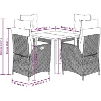 vidaXL Salon de jardin 5 pièces avec coussins gris clair Poly rotin