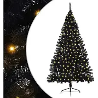 vidaXL Sapin de Noël artificiel pré-éclairé noir 180 cm PVC