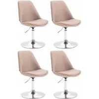 CLP - Ensemble de 4 chaises de salle à manger Maverick, revêtues en tissu, pivotantes et à hauteur réglable, couleur taupe, structure chromée