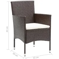 vidaXL Salon de jardin 9 pièces avec coussins Poly rotin brun