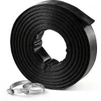 Vevor Tuyau Refoulement Plat 50,8 mm 30,48 m Tuyau Plat Évacuation PVC Noir pour Vidange Piscine