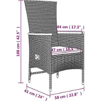 vidaXL Ensemble de jardin 5 pièces avec coussins Gris Poly rotin