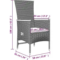 vidaXL Ensemble de jardin 7 pièces avec coussins Gris Poly rotin