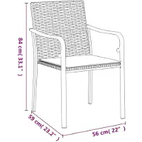 vidaXL Chaises de jardin avec coussins 2 pcs. noir 56x59x84 cm Poly rotin