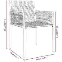 vidaXL Chaises de jardin avec coussins 2 pcs. noir 54x61x83 cm Poly rotin