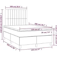 vidaXL Lit boxspring avec matelas & LED vert foncé 120x200 cm velours