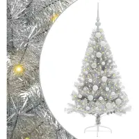 vidaXL Sapin de Noël artificiel pré-éclairé Argent 120 cm PET
