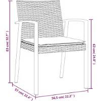 vidaXL Chaises de jardin avec coussins 6 pcs. noir 56,5x57x83cm Poly rotin