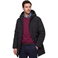 BOSS pour homme. 50543972 Doudoune longue en tissu stretch noir (L), Casuel, Polyamide