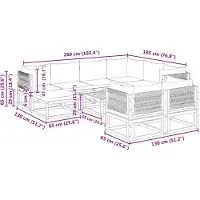 vidaXL Ensemble canapé de jardin 10 pièces avec coussins bois acacia & corde