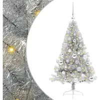 vidaXL Sapin de Noël artificiel pré-éclairé Argent 120 cm PET