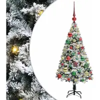 vidaXL Arbre de Noël artificiel avec 150 LEDs avec support blanc 120 cm