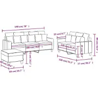vidaXL Ensemble de canapés 3 pièces avec coussins Tissu brun