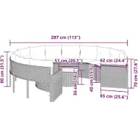 vidaXL Canapé de jardin avec table et coussins Rond Beige Poly-Rattan