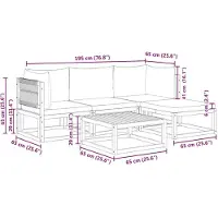 vidaXL Ensemble canapé de jardin 5 pièces avec coussins bois acacia & corde