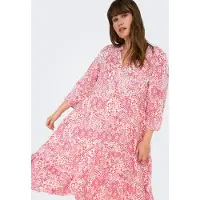 ONLY Carmakoma Robe 'CARMILANA' mandarine / rose clair / rouge foncé / blanc