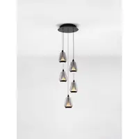 Nova Luce Suspension design Alish Verre fumé à 5 lumières