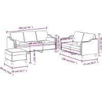 vidaXL Ensemble de canapés 3 pièces avec coussins Tissu gris foncé