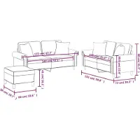 vidaXL Ensemble de canapés 3 pièces avec coussins Gris Similicuir