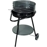 Floraland Barbecue rond au charbon de bois avec broche sur roulettes 50 cm