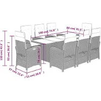 vidaXL Salon de jardin 9 pièces avec coussins Mélange beige Poly rotin