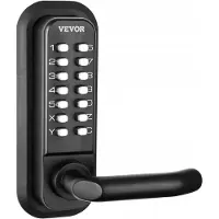 Vevor Serrure de Porte Mécanique sans Clé Verrou à Code en Alliage de Zinc Clavier à 14 Touches Poignée de Porte d’Entrée Extérieure Gauche et Droite pour les Portes d'Une Épaisseur de 35 à 65 mm