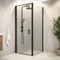 Mirlux Douche à l'italienne Vela, dimensions 90 x 200 cm, verre transparent de 8 mm, profil noir