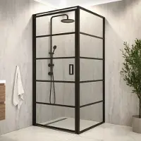 Mirlux Douche à l'italienne Oris, dimensions 90 x 200 cm, verre transparent de 6 mm, profil noir