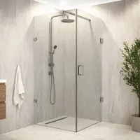 Mirlux Douche à l'italienne , dimensions 90 x 200 cm, verre transparent de 6 mm, profilé chromé