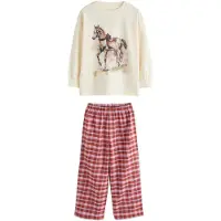 Next Pyjama écru / brun foncé / rose / rouge foncé
