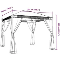 vidaXL Pavillon avec murs en filet Crème 2,93x2,93 m Acier