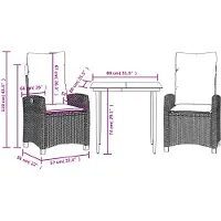 vidaXL Ensemble de jardin 3 pièces avec coussins gris clair Poly rotin