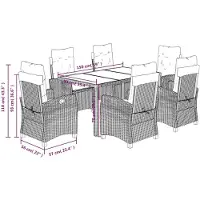 vidaXL Ensemble de jardin 7 pièces avec coussins Noir Poly Rattan